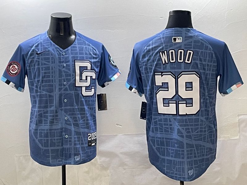 Men Washington Nationals #29 Wood Blue Joint Name 2025 Nike MLB Jersey style 5->washington nationals->MLB Jersey